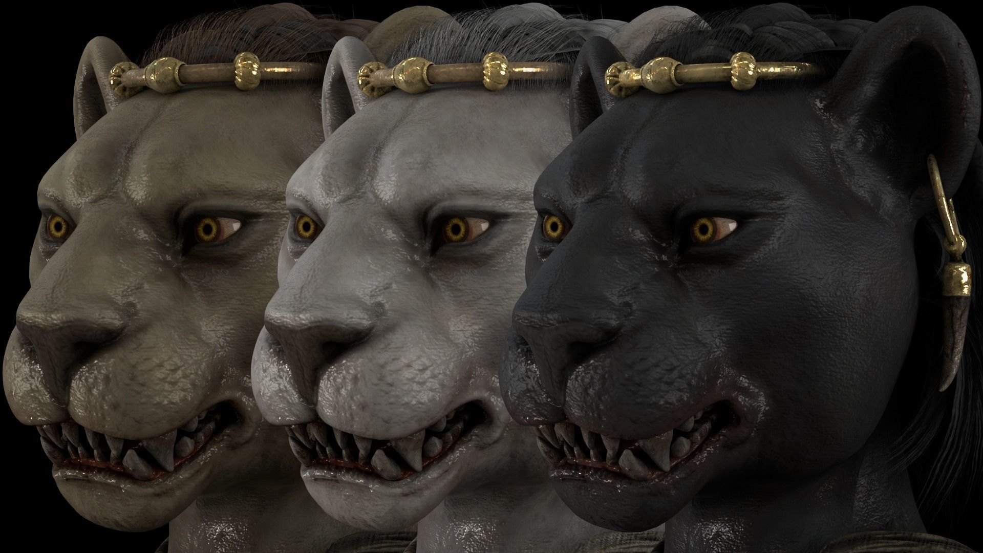 Cat Female Warrior Rigged Low-poly Low-poly 3D model_20