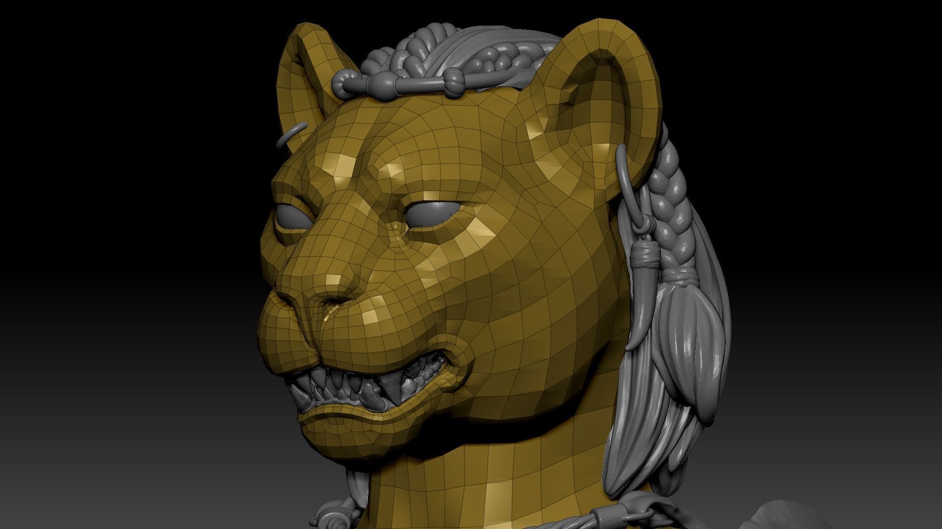 Cat Female Warrior Rigged Low-poly Low-poly 3D model_28