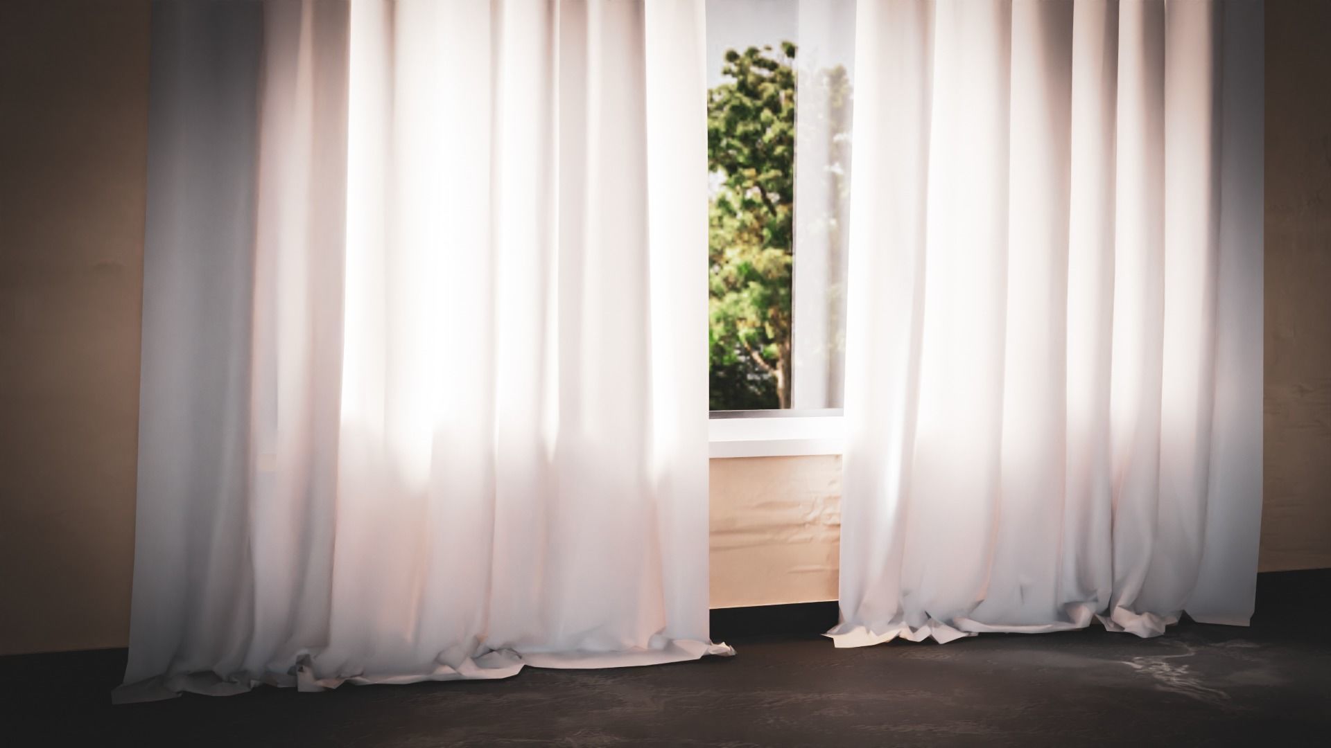 Curtain pair of curtains 3D model_2