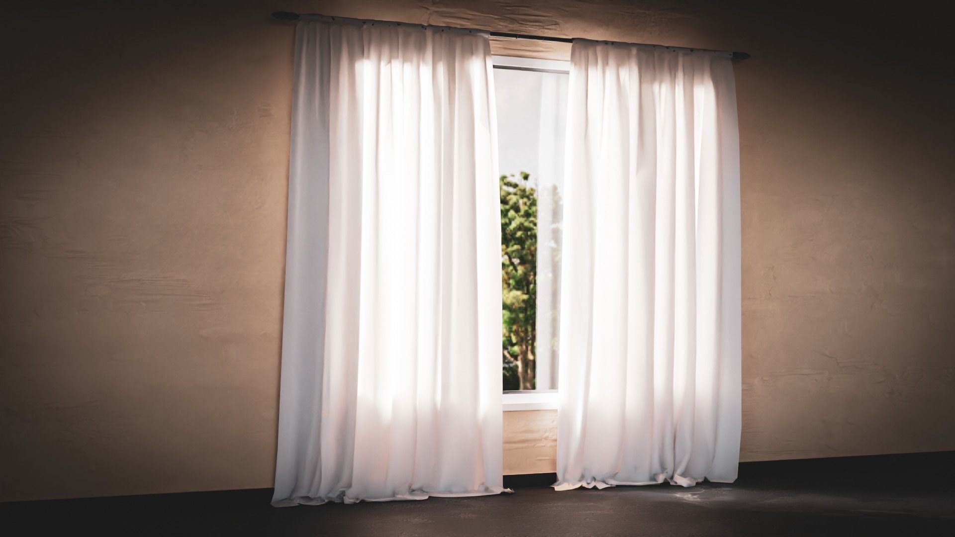 Curtain pair of curtains 3D model_3