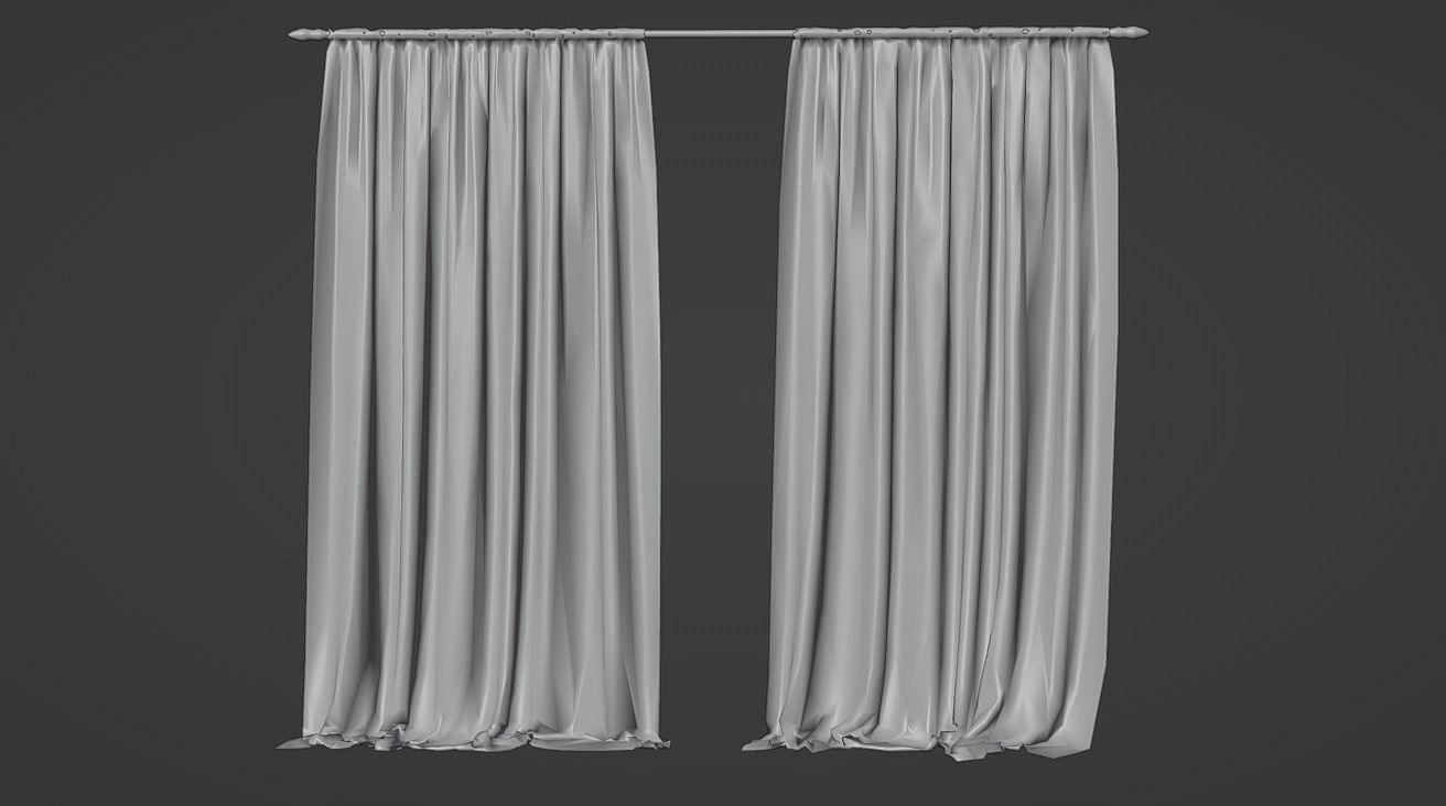 Curtain pair of curtains 3D model_4