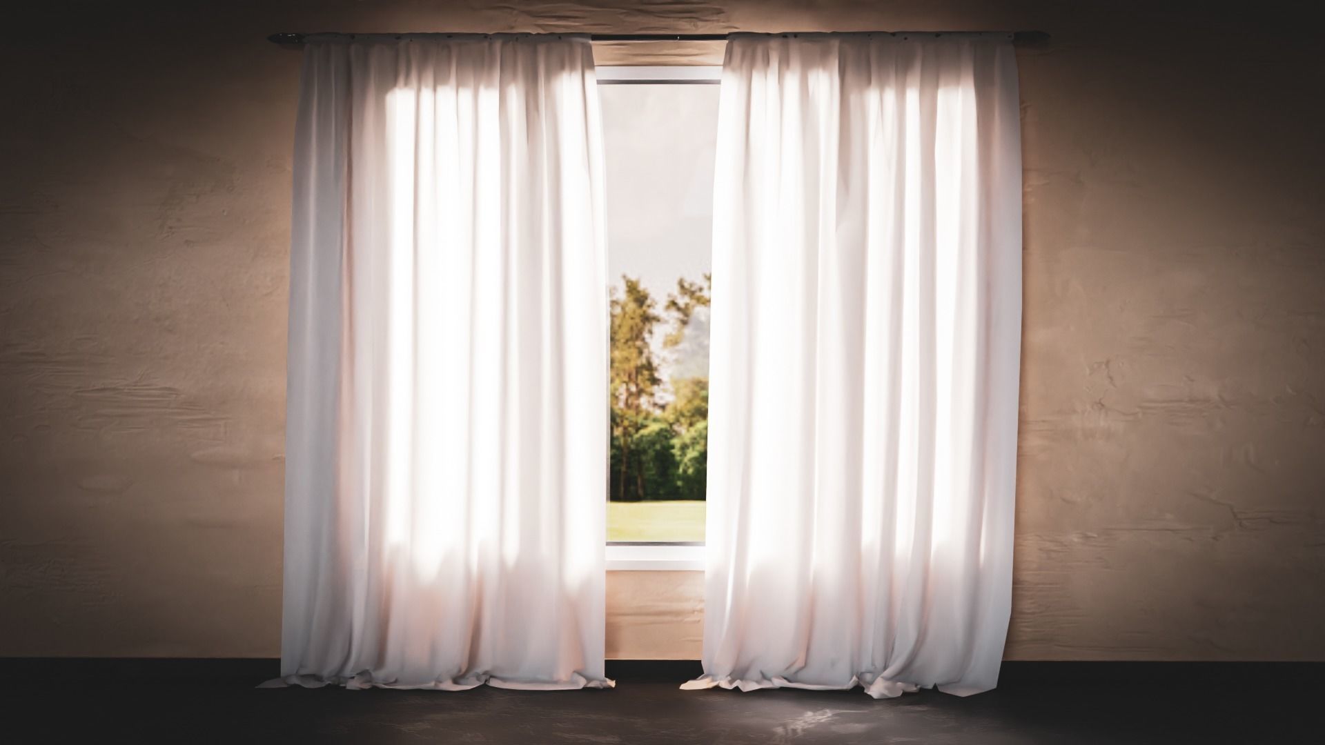 Curtain pair of curtains 3D model_1