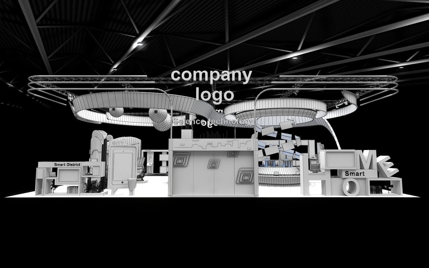 exhibition stand 20x12 model  3D model_10