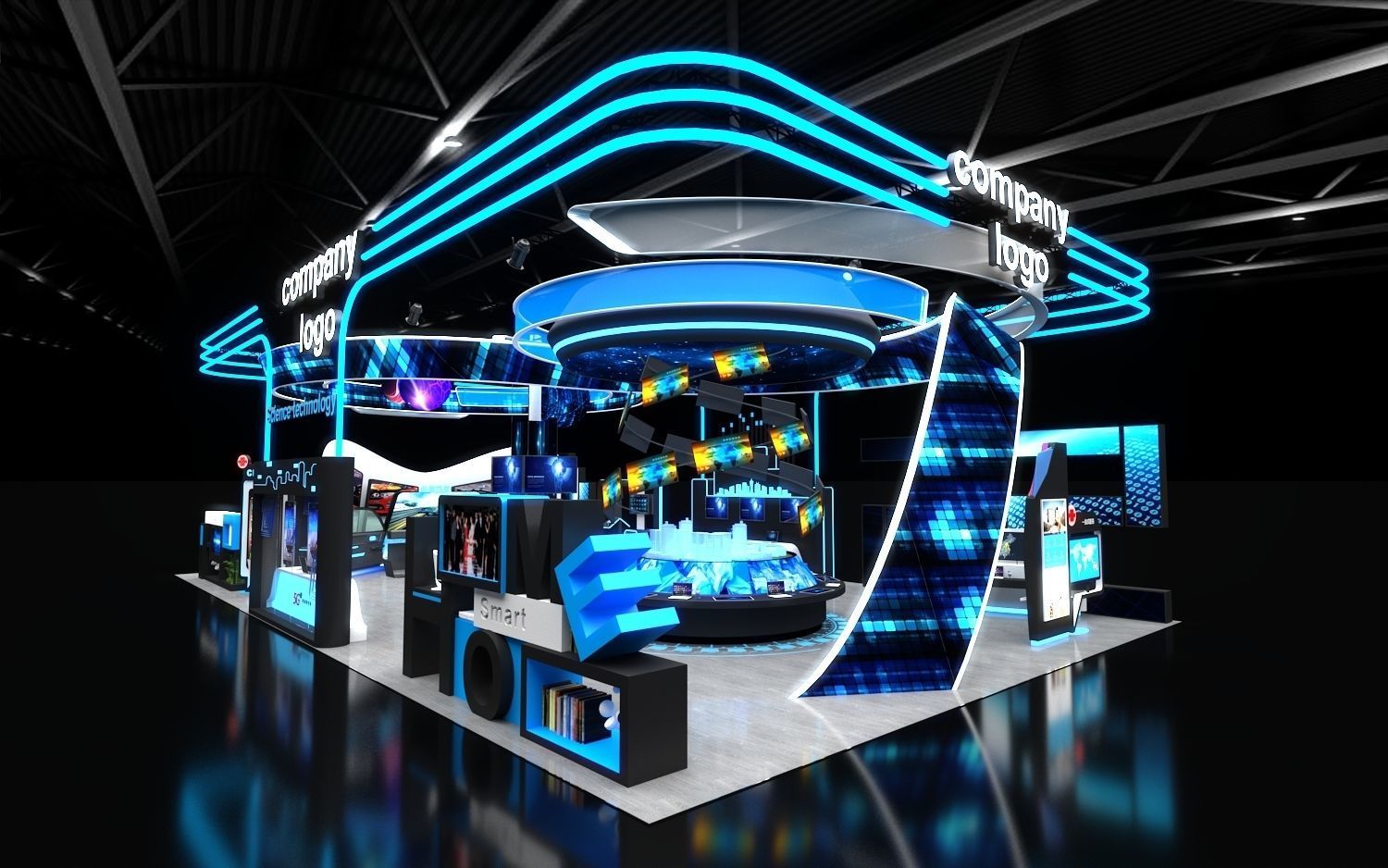 exhibition stand 20x12 model  3D model_1