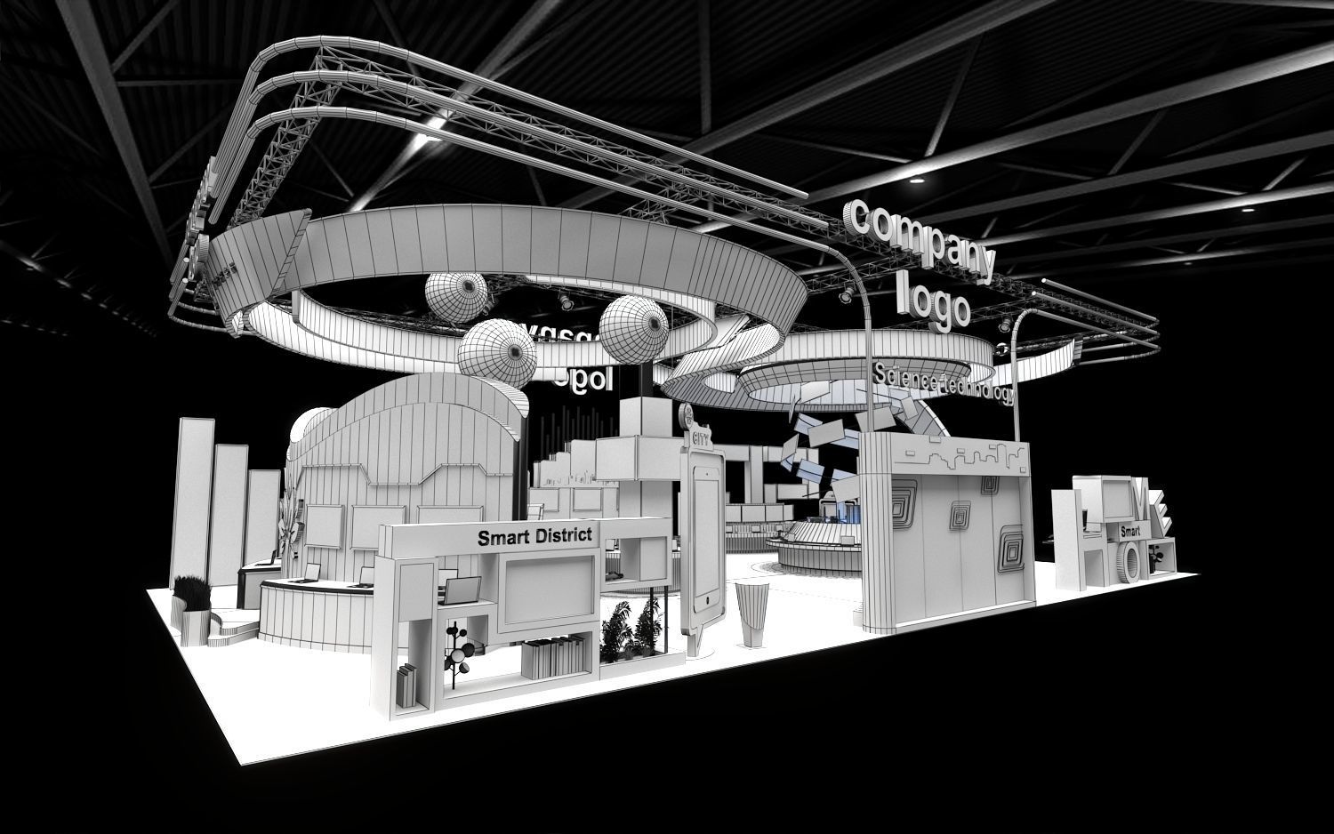 exhibition stand 20x12 model  3D model_9