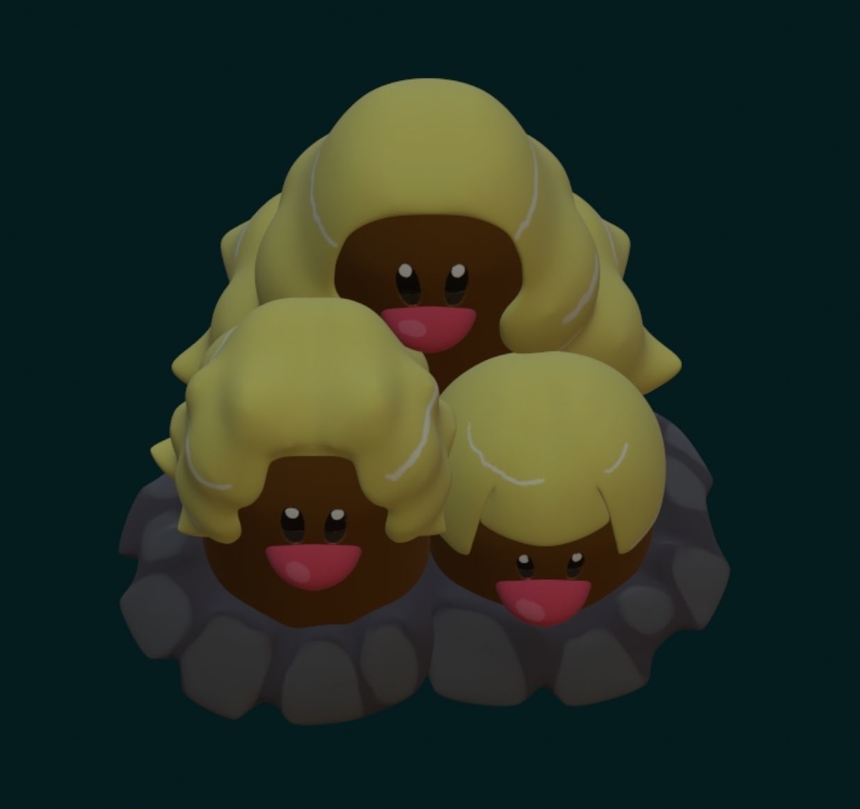 ALOLAN DUGTRIO POKEMON 3D print model_2
