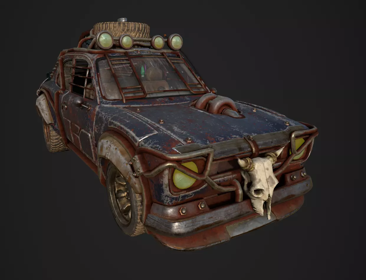 Mad Max Vehicle post apocalyptic car Low-poly 3D model