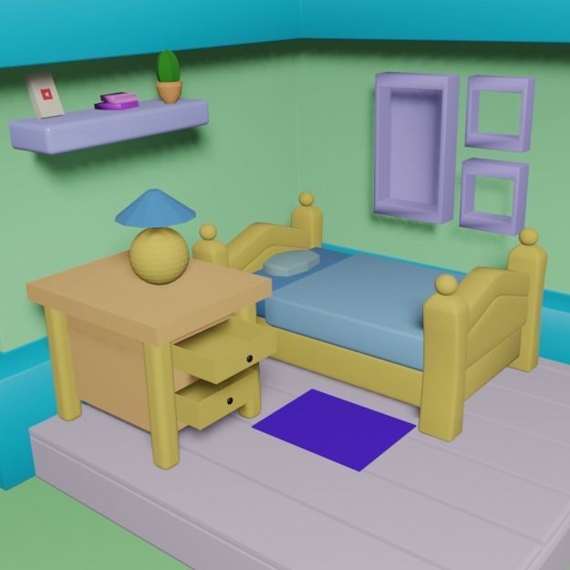 Living Room  Low-poly 3D model_2