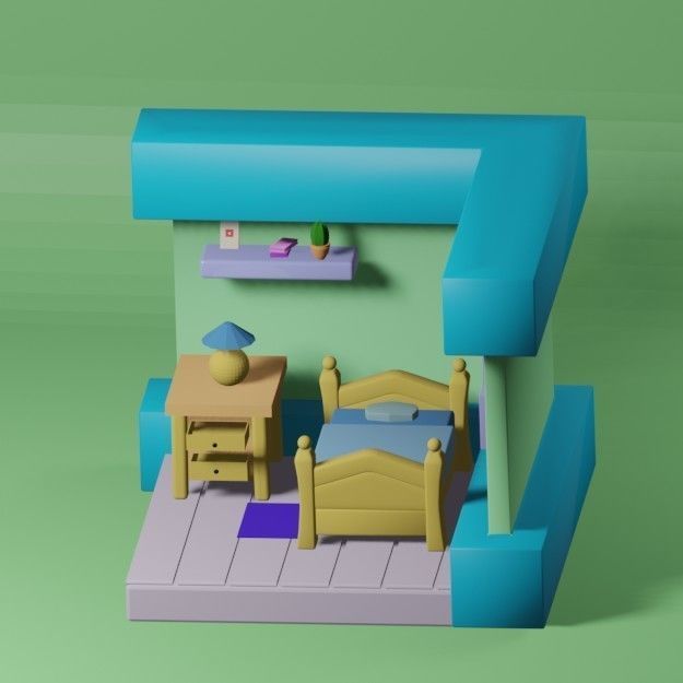 Living Room  Low-poly 3D model_5