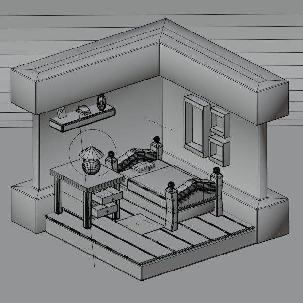 Living Room  Low-poly 3D model_4