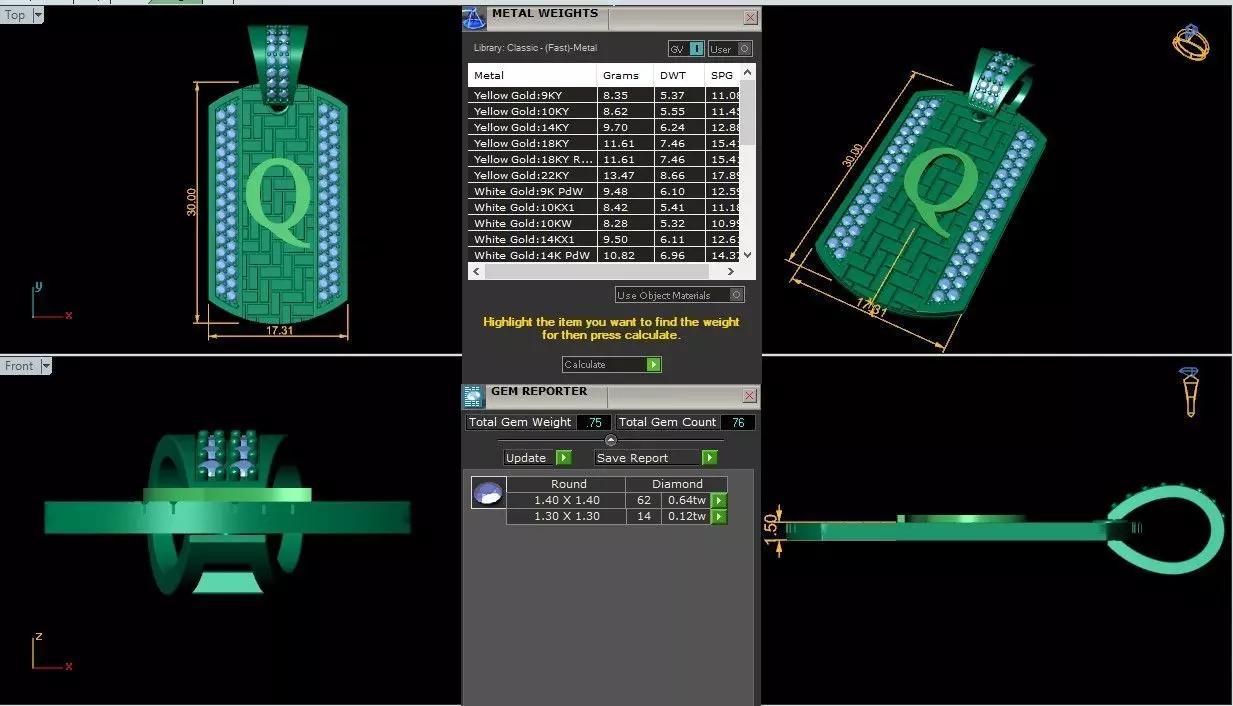 Latter Q Pendent 3d Model 3D print model_0