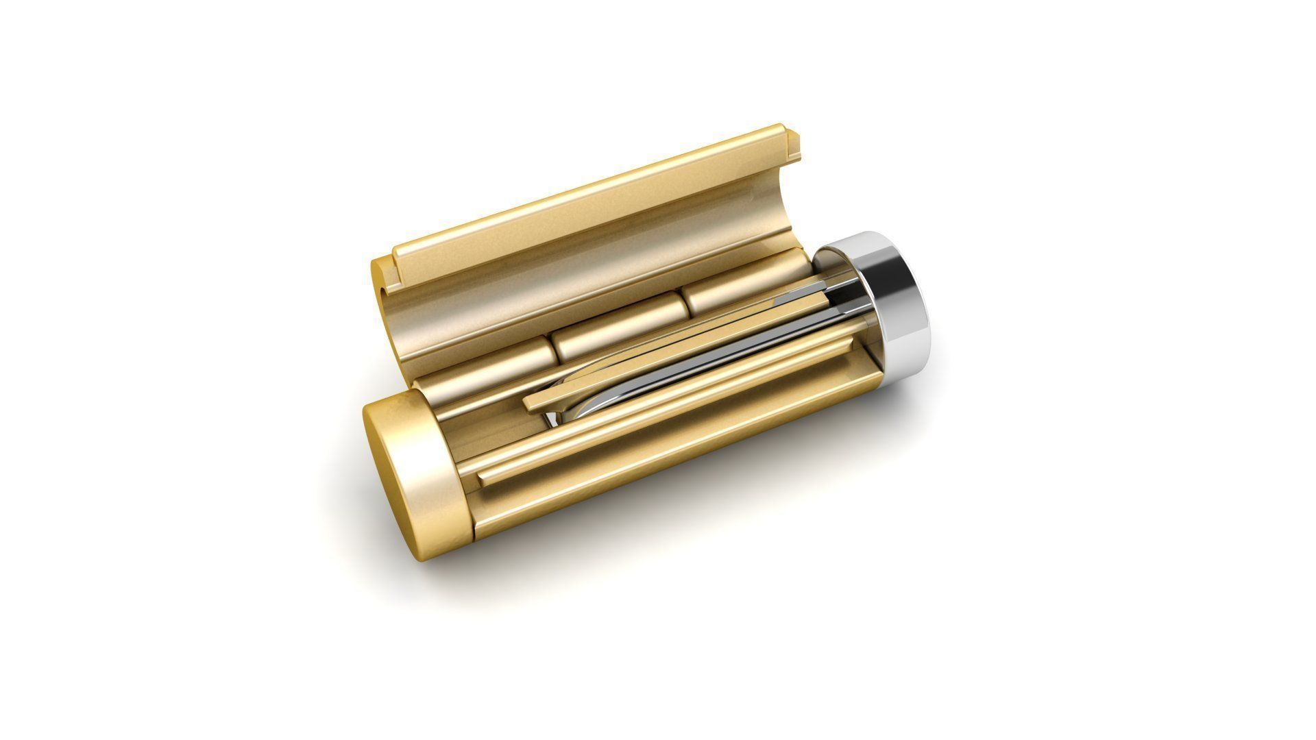 5 and half mm Round Plain Gold Lock Box for Chain and Necklace 3D print model_10