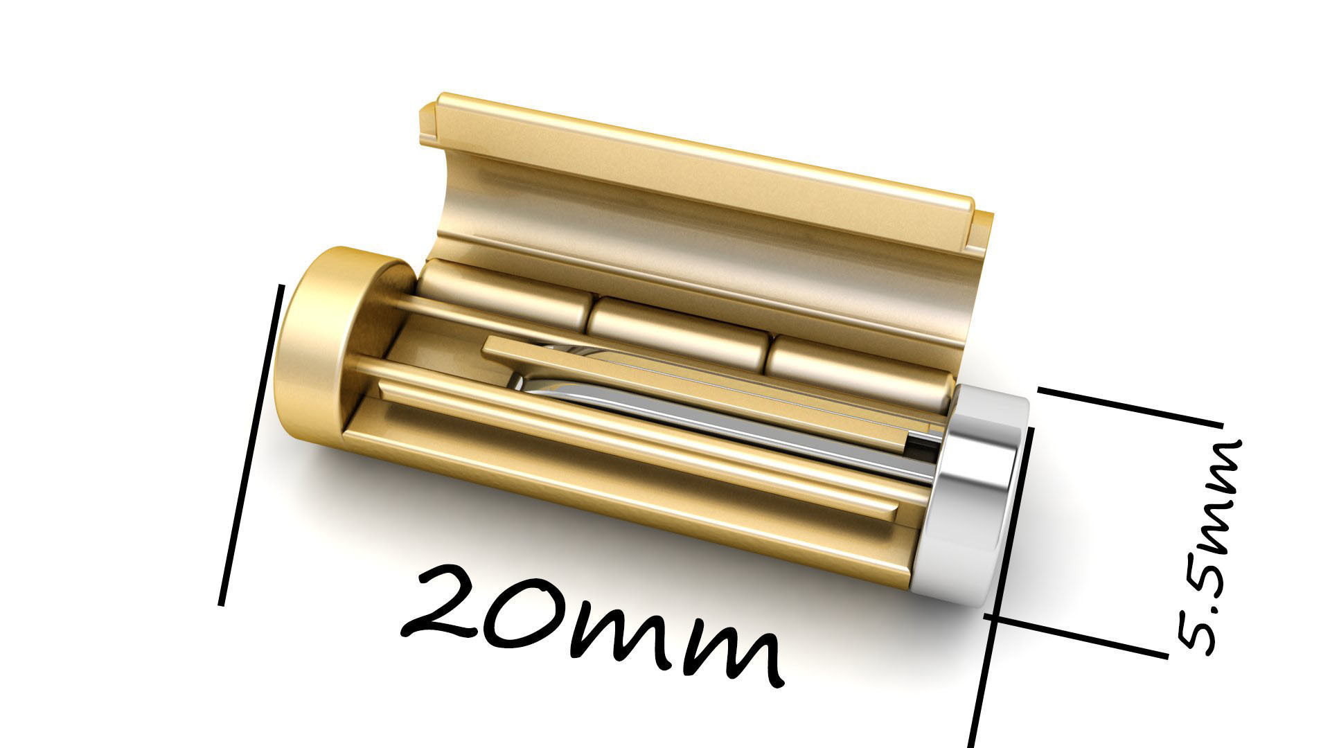 5 and half mm Round Plain Gold Lock Box for Chain and Necklace 3D print model_1