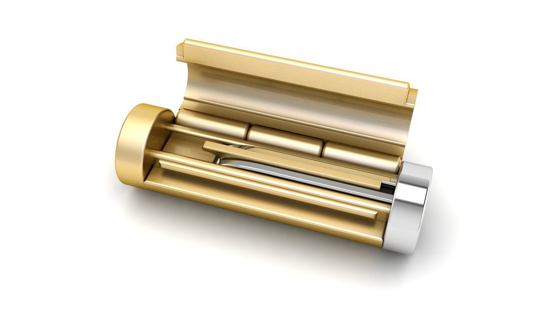 5 and half mm Round Plain Gold Lock Box for Chain and Necklace 3D print model_7