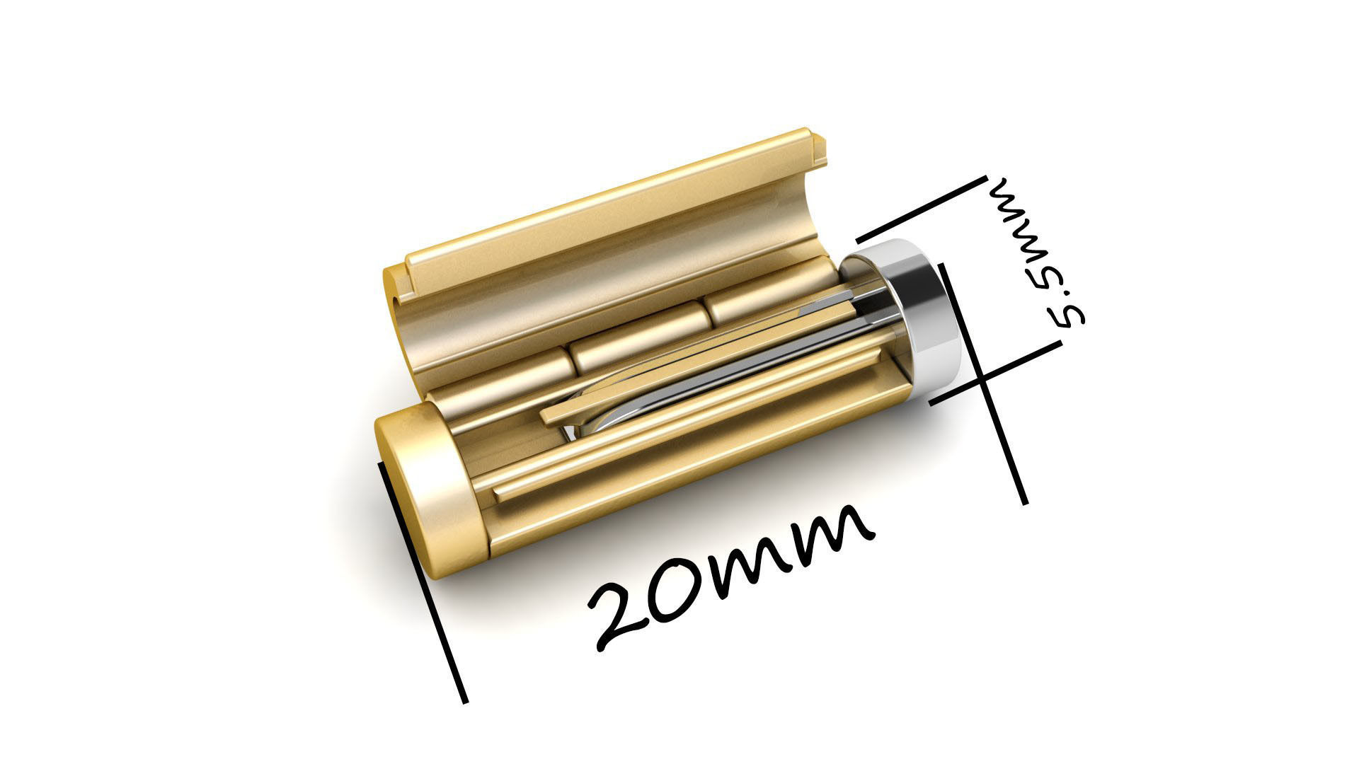 5 and half mm Round Plain Gold Lock Box for Chain and Necklace 3D print model_2