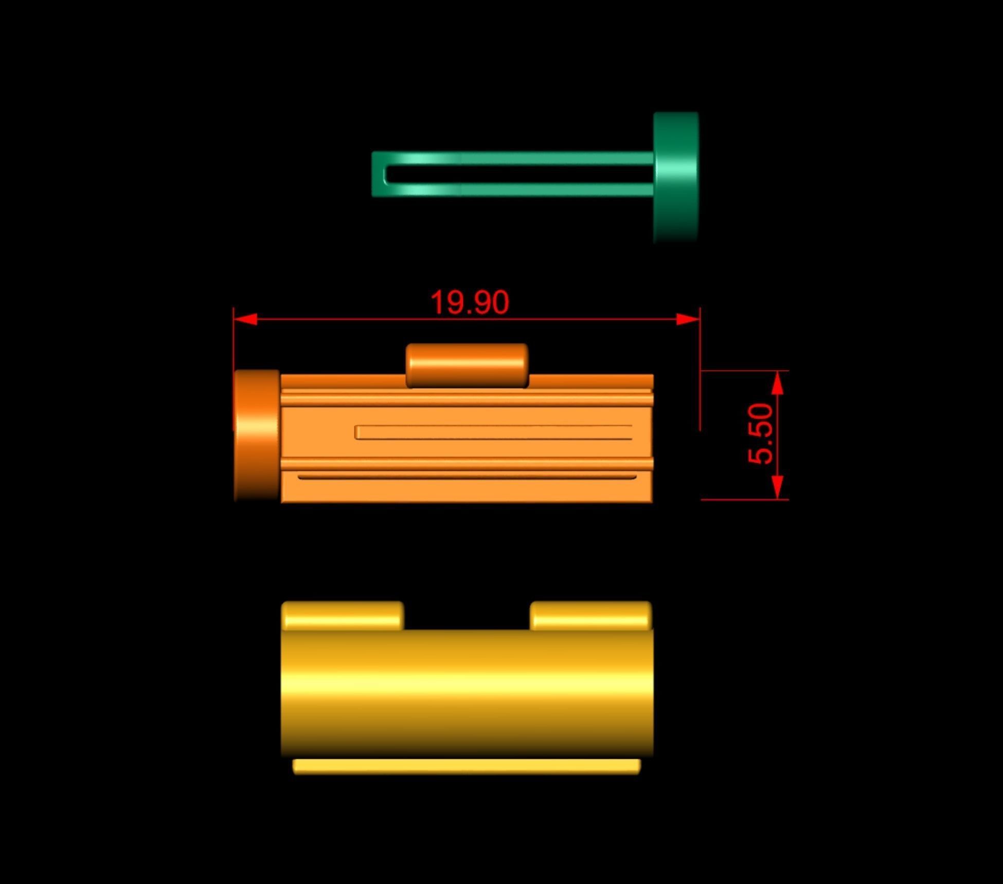 5 and half mm Round Plain Gold Lock Box for Chain and Necklace 3D print model_3