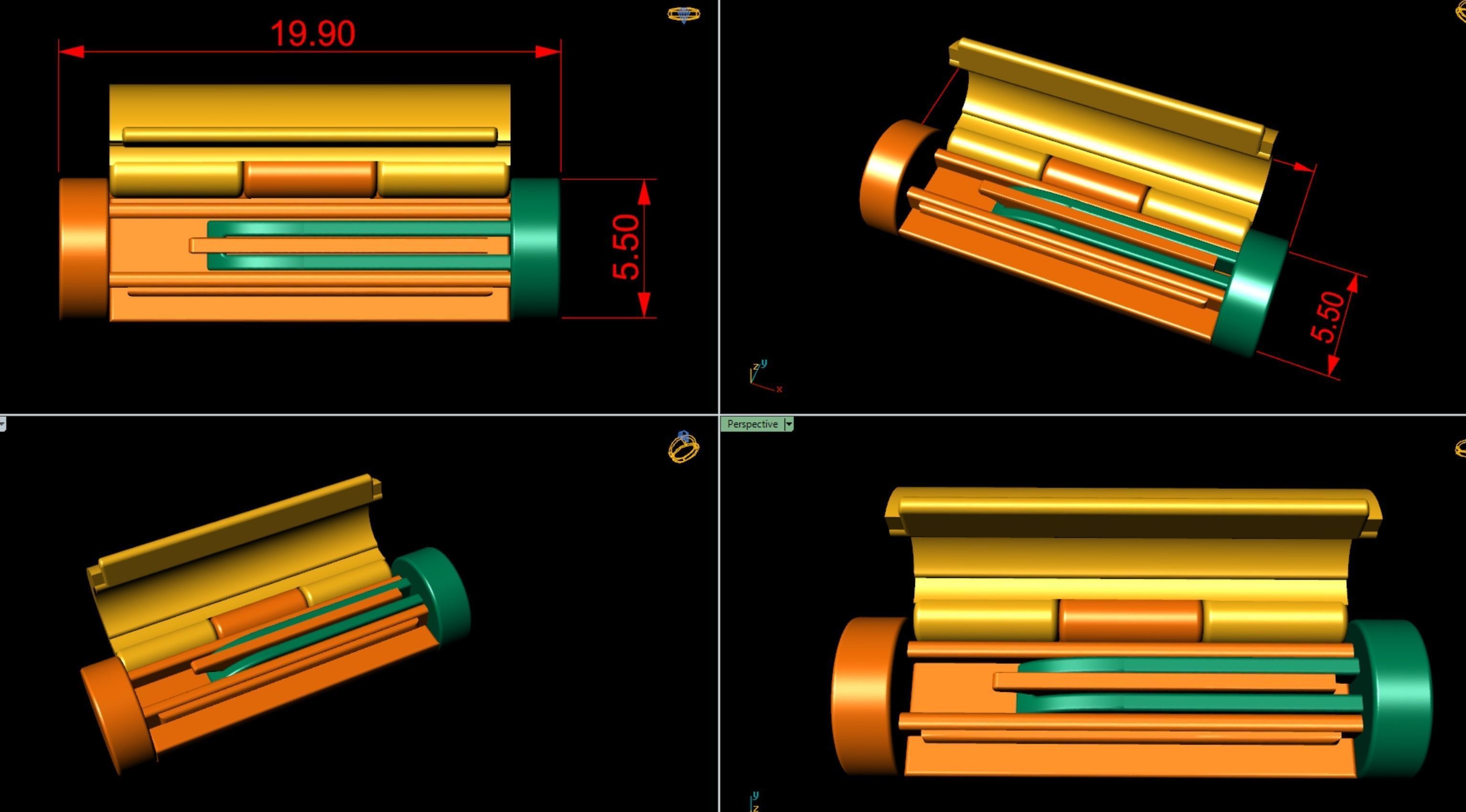 5 and half mm Round Plain Gold Lock Box for Chain and Necklace 3D print model_15