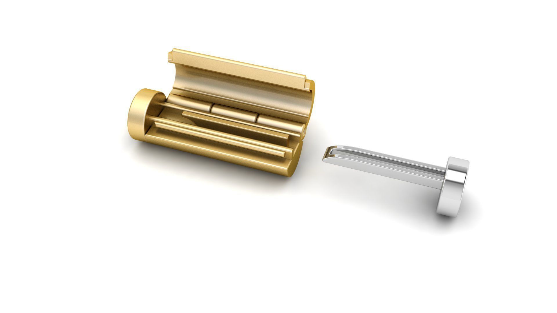 5 and half mm Round Plain Gold Lock Box for Chain and Necklace 3D print model_8