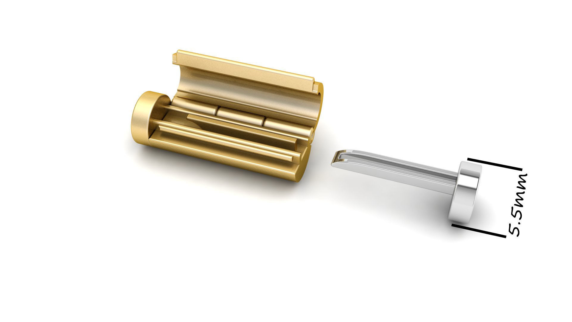 5 and half mm Round Plain Gold Lock Box for Chain and Necklace 3D print model_5