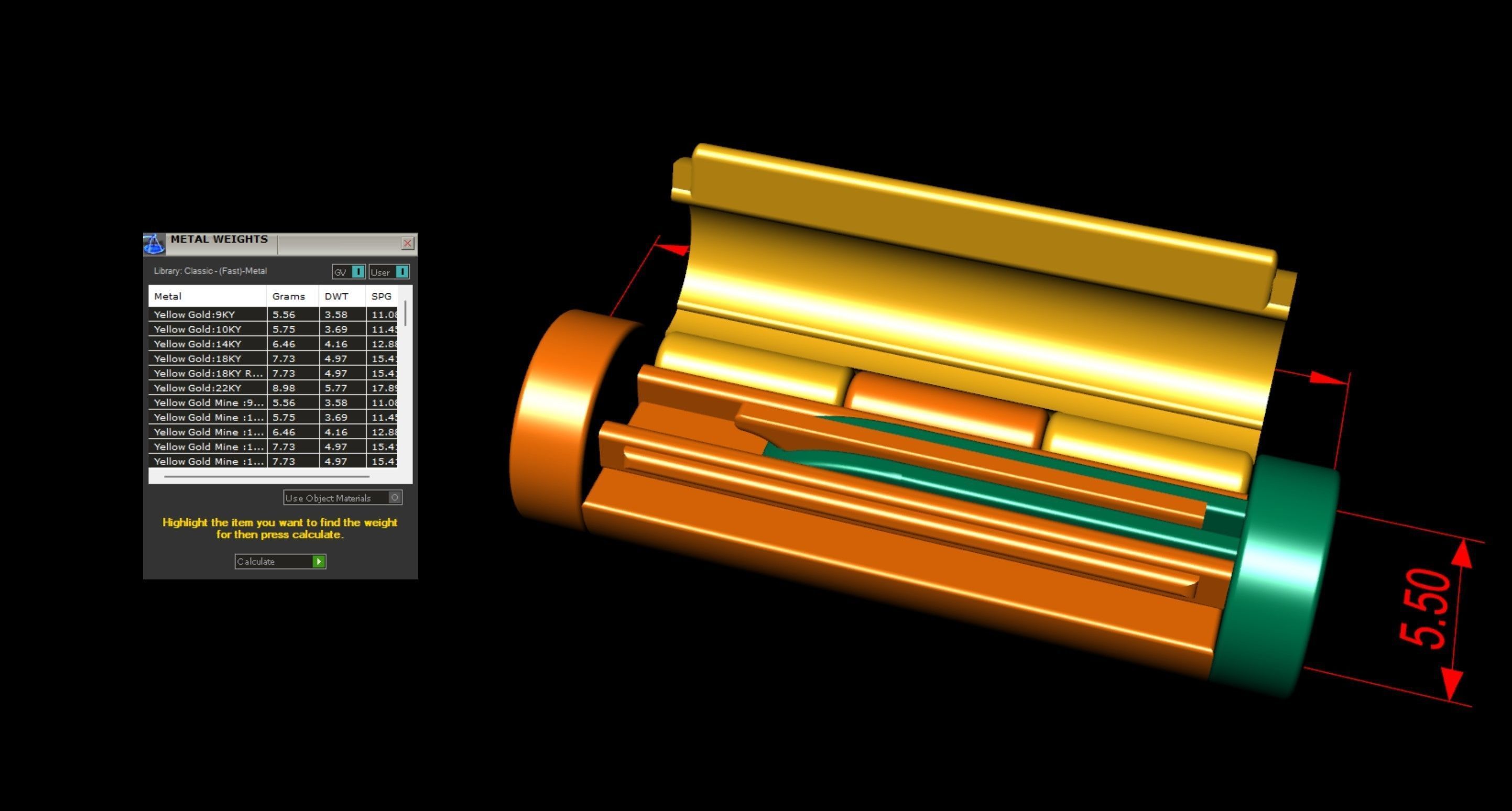 5 and half mm Round Plain Gold Lock Box for Chain and Necklace 3D print model_4