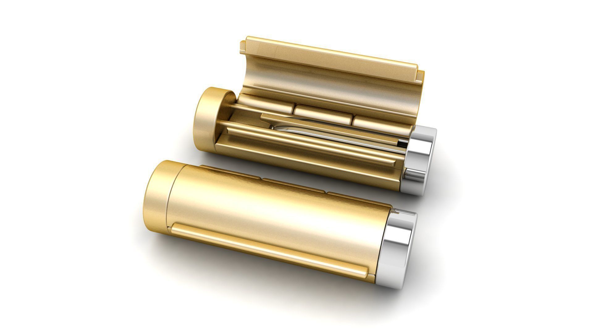 5 and half mm Round Plain Gold Lock Box for Chain and Necklace 3D print model_9