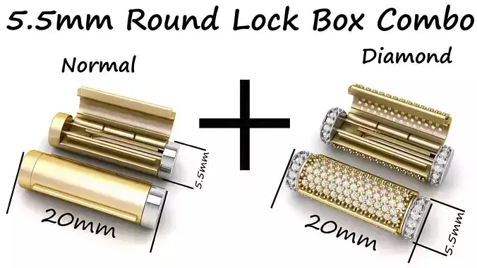5 and half mm Round Bracelet Lock Box Combo   3D Model Collection