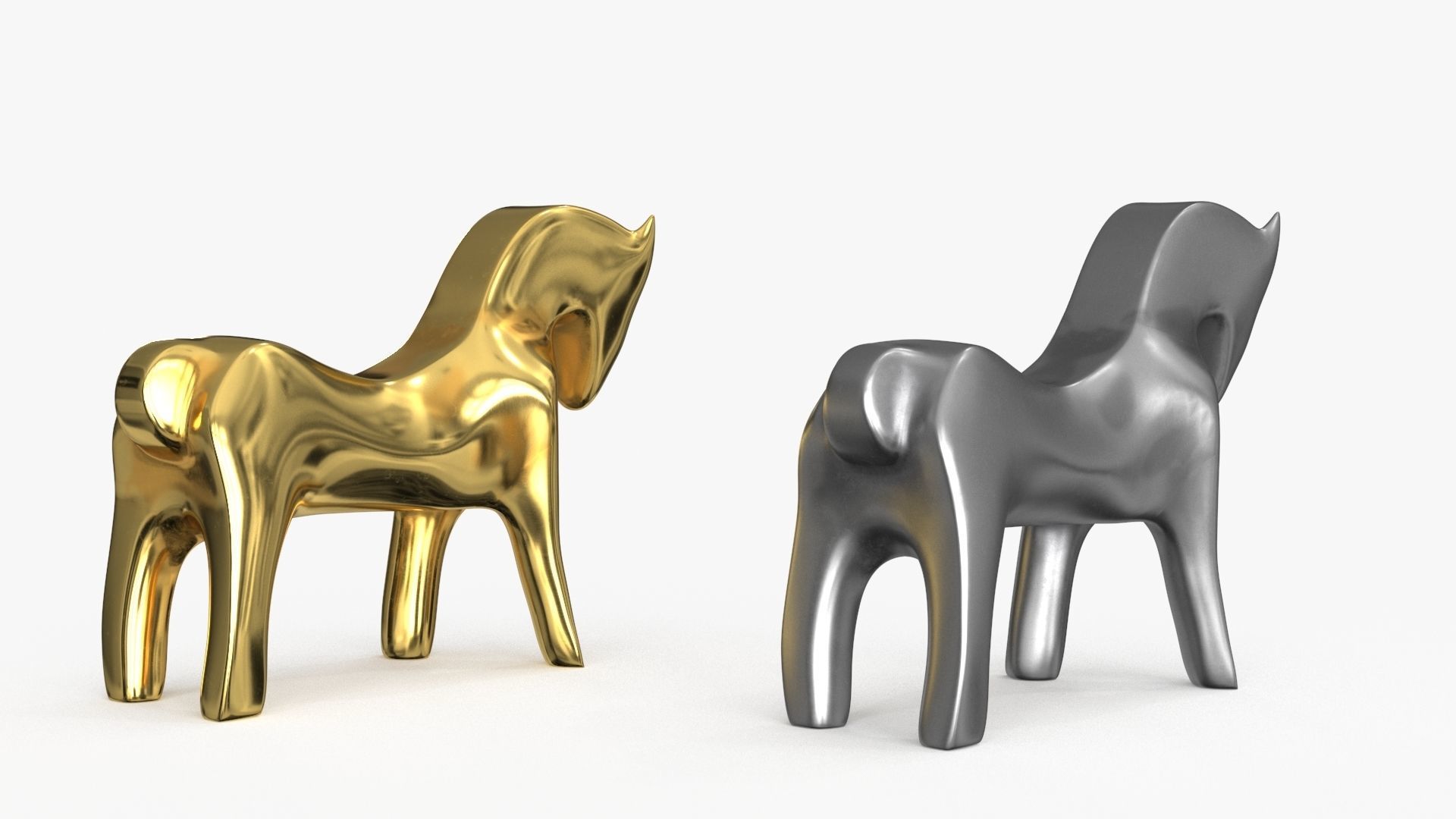 Horse Figurines Statuette Low-poly 3D model_9
