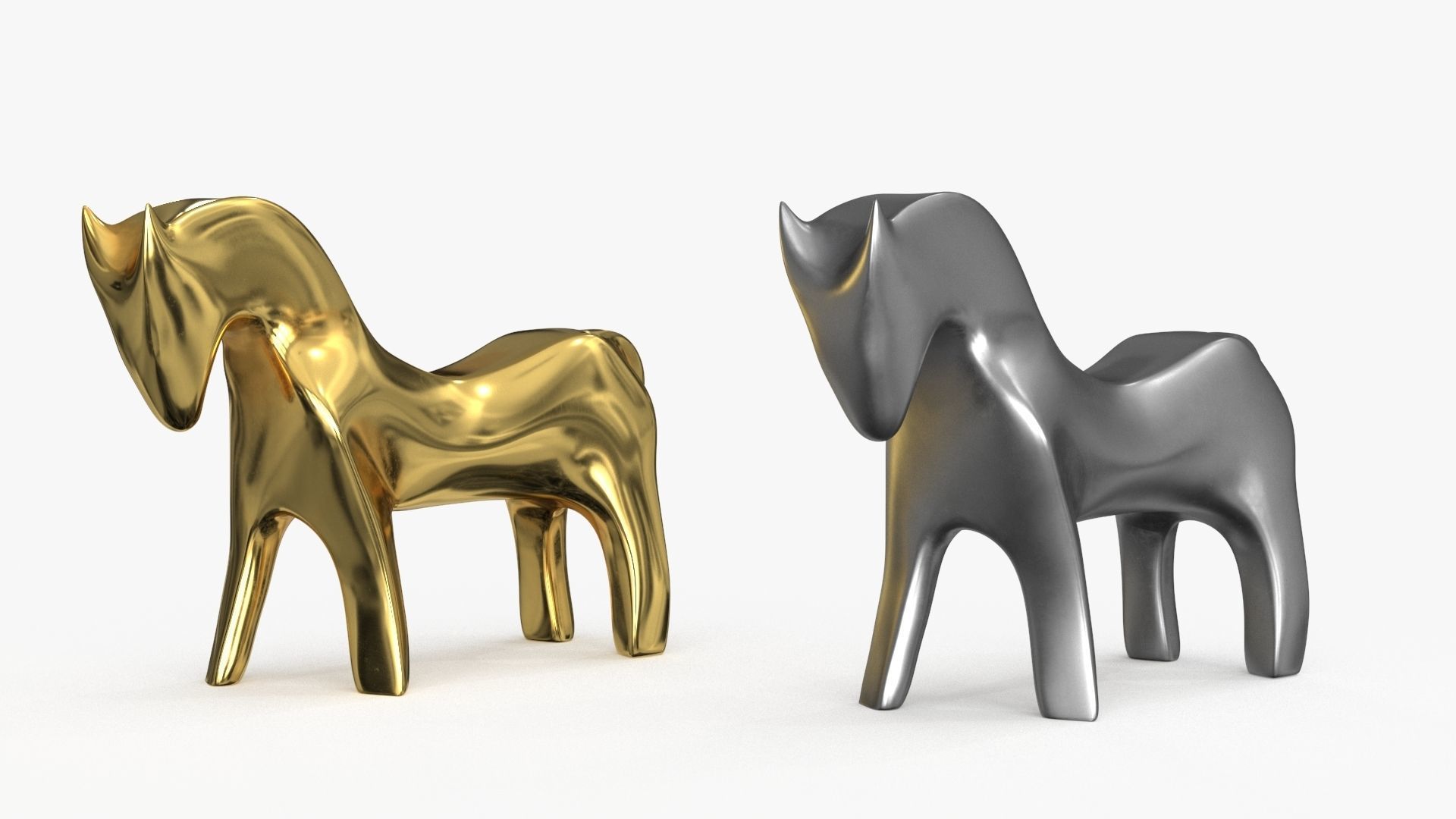 Horse Figurines Statuette Low-poly 3D model_13