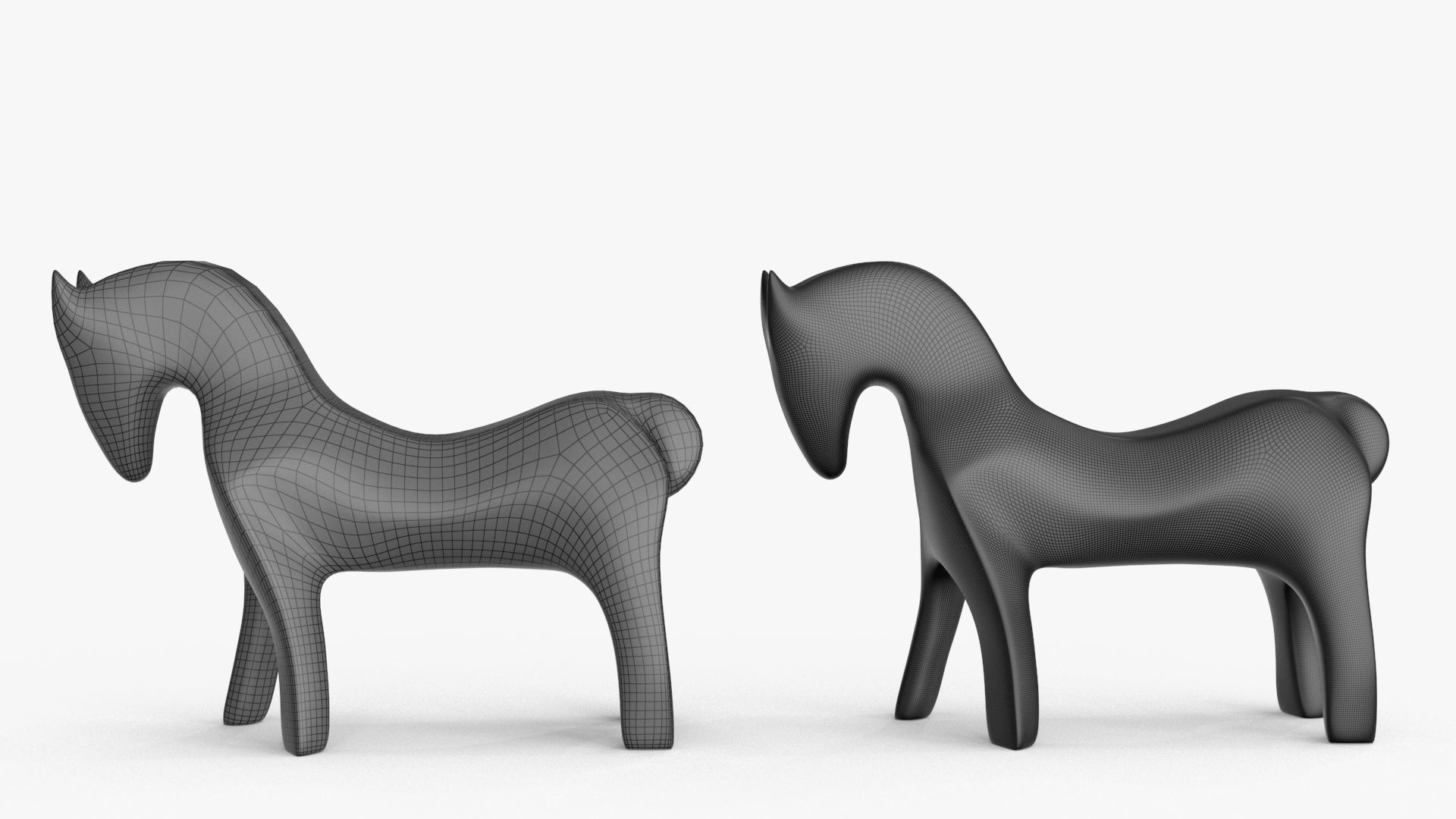 Horse Figurines Statuette Low-poly 3D model_14