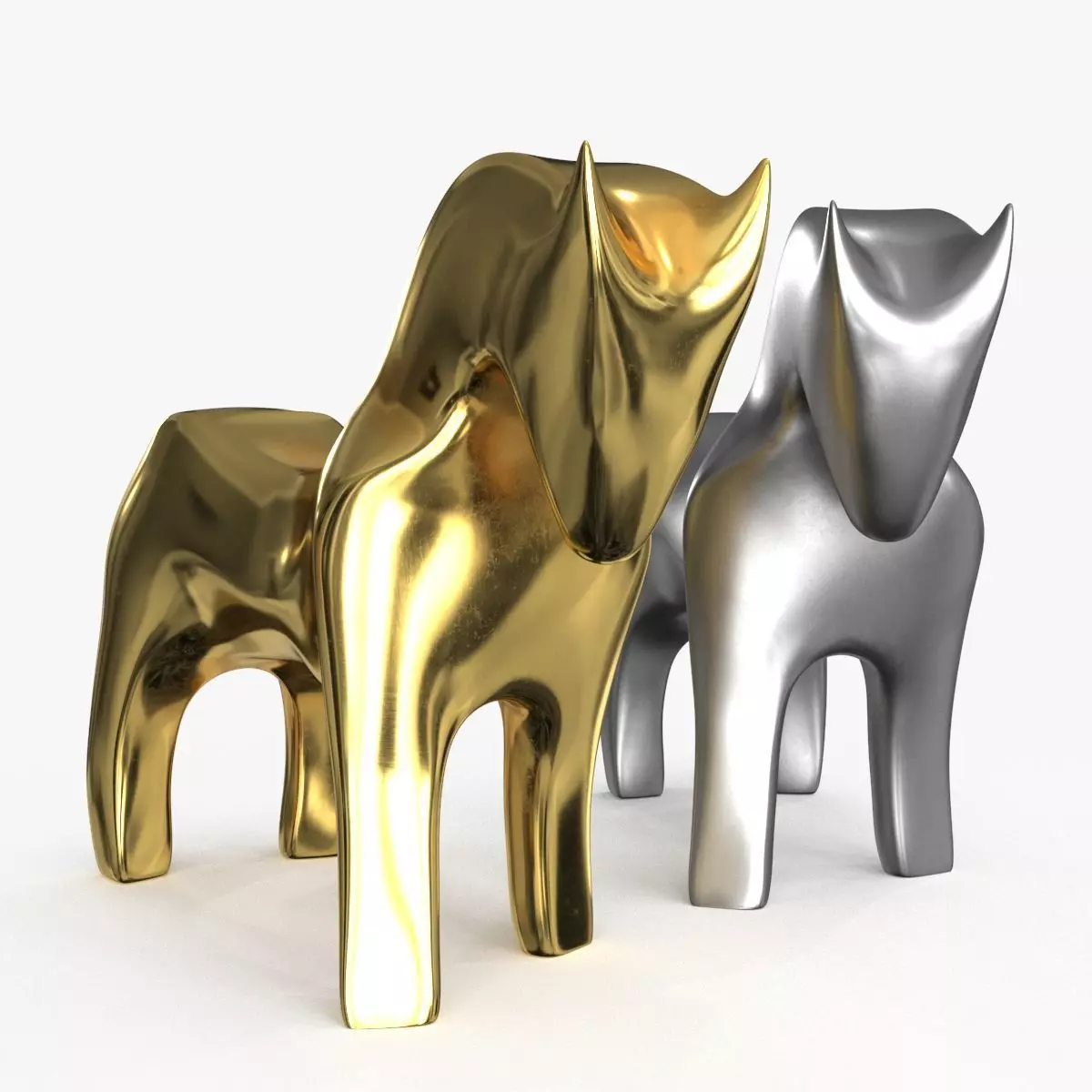 Horse Figurines Statuette Low-poly 3D model_0