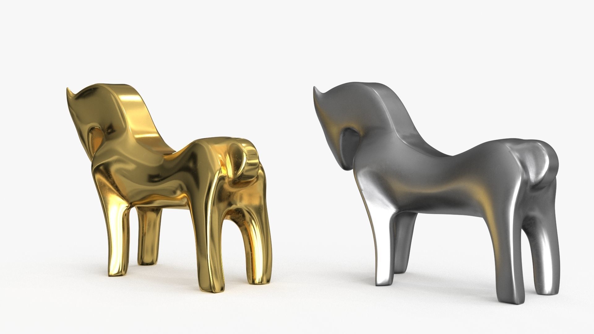 Horse Figurines Statuette Low-poly 3D model_11