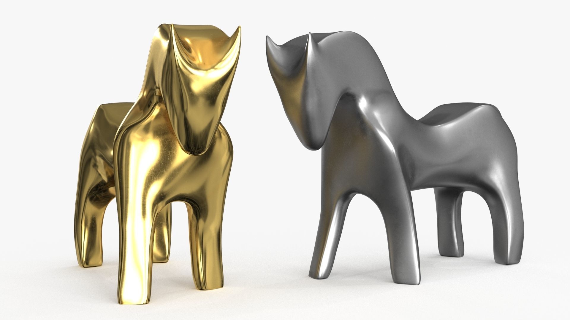 Horse Figurines Statuette Low-poly 3D model_2