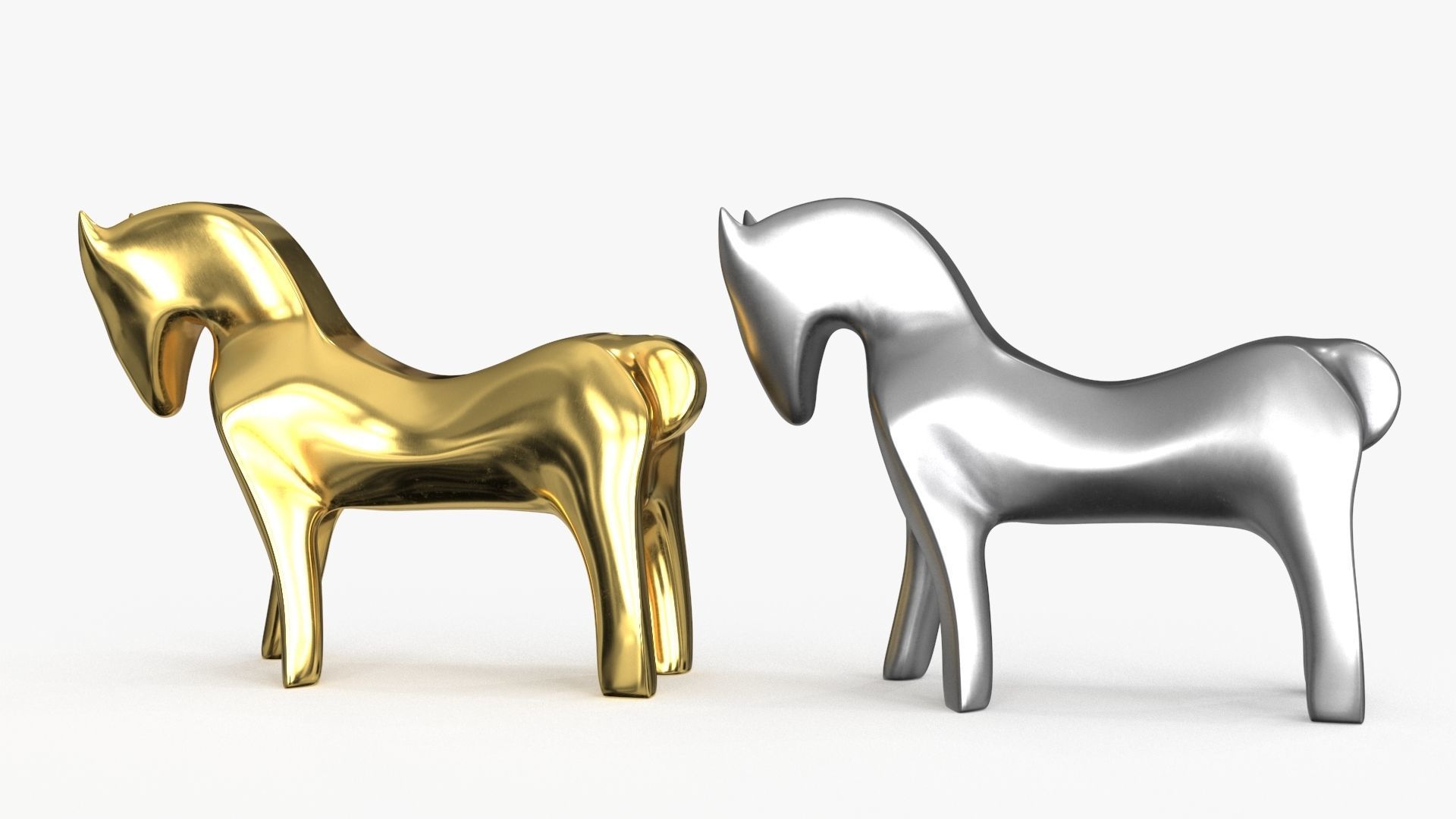 Horse Figurines Statuette Low-poly 3D model_12