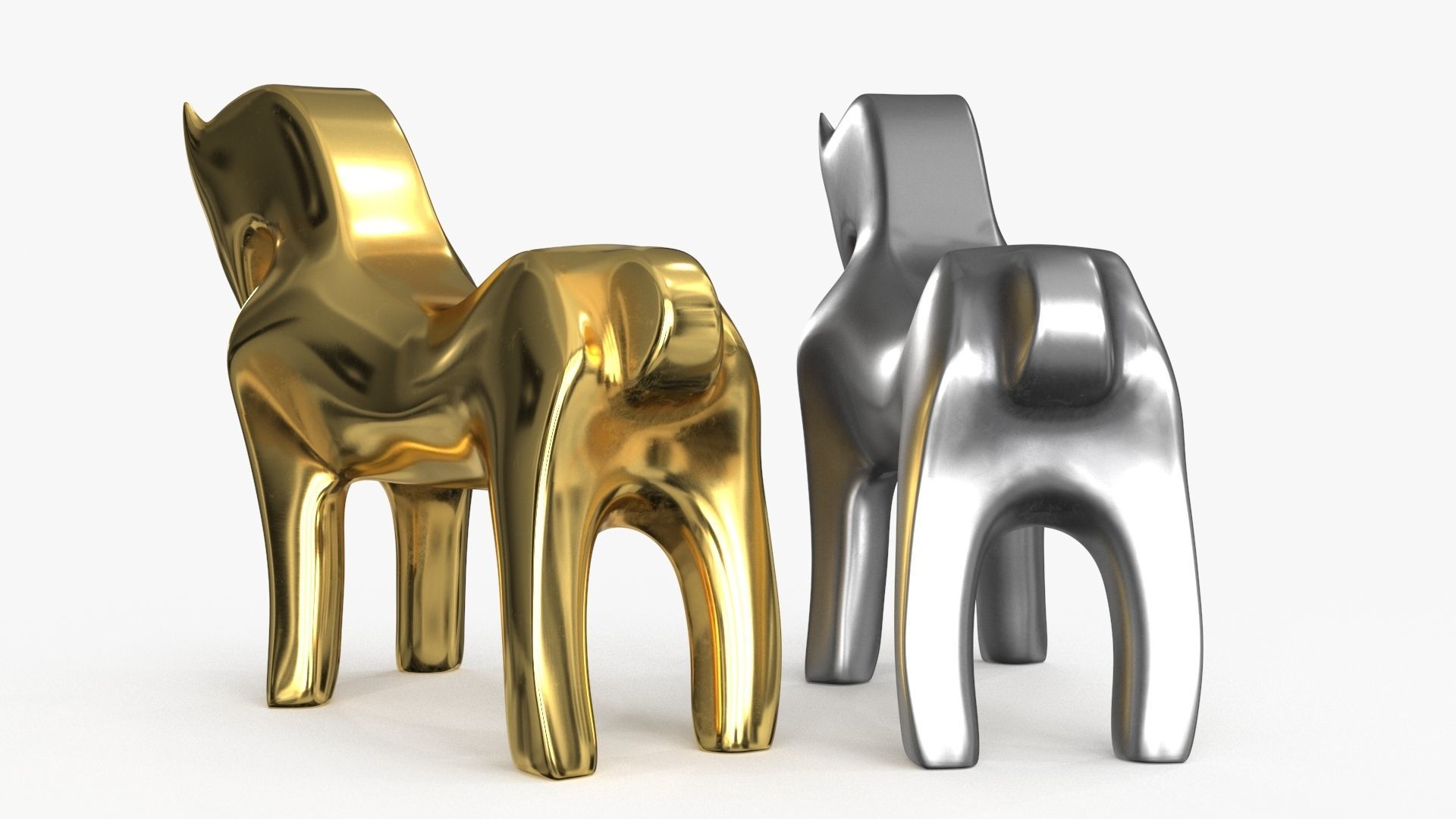 Horse Figurines Statuette Low-poly 3D model_4