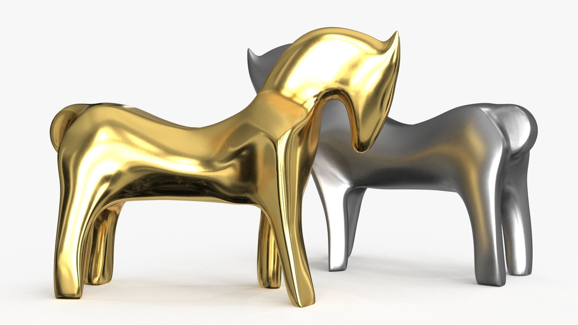 Horse Figurines Statuette Low-poly 3D model_3