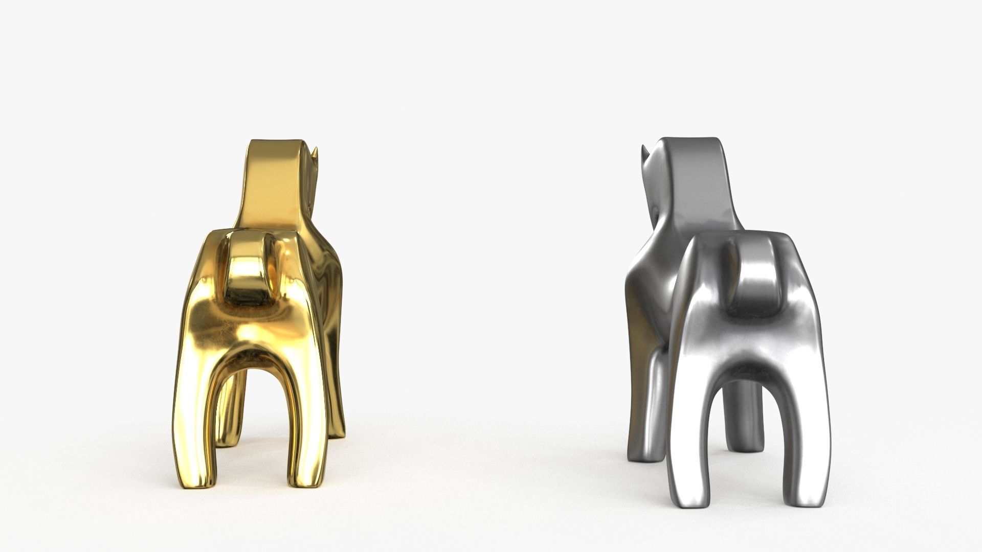 Horse Figurines Statuette Low-poly 3D model_10