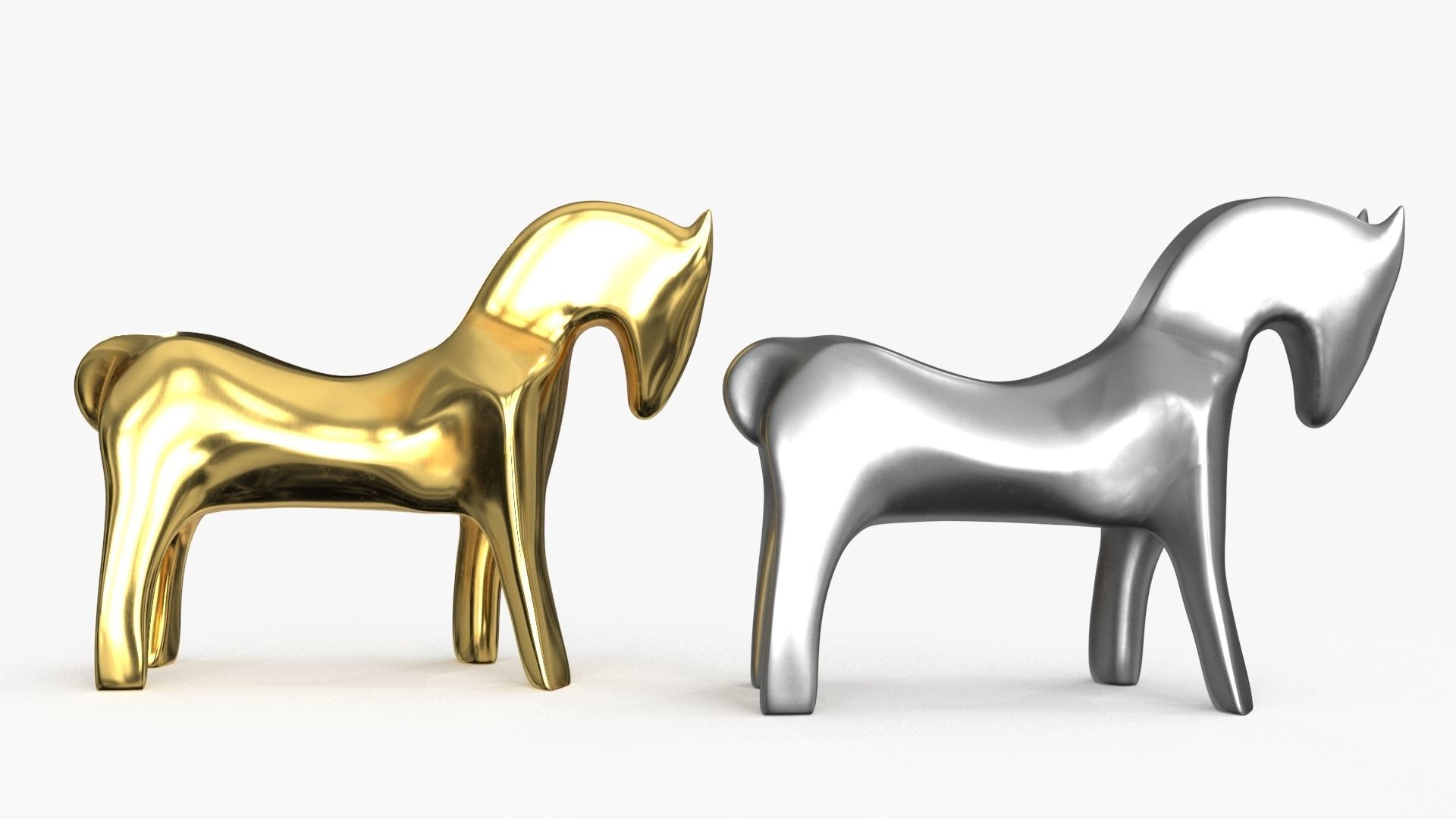 Horse Figurines Statuette Low-poly 3D model_8