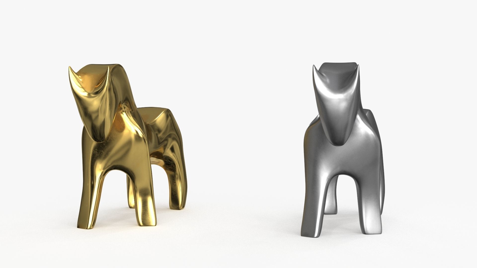 Horse Figurines Statuette Low-poly 3D model_6