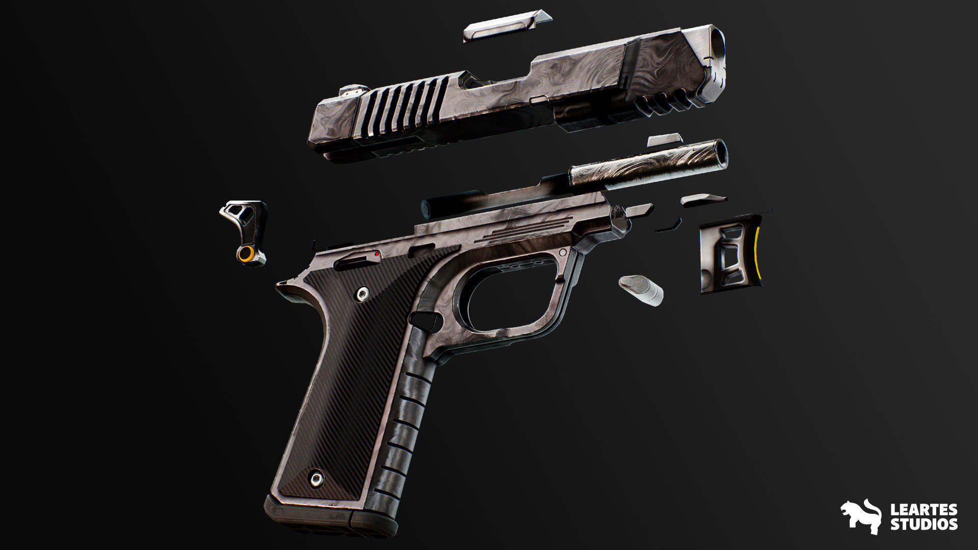 BN 90 Modern Handgun Low-poly 3D model_1