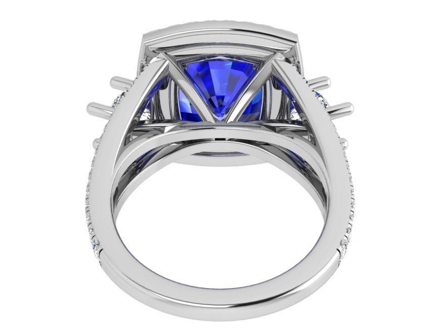 2-row blue stone diamond ring 3530 3D print model 3D print model_3