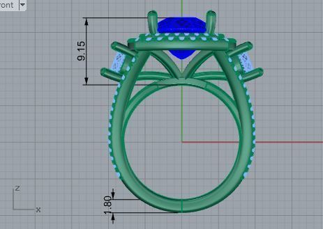 2-row blue stone diamond ring 3530 3D print model 3D print model_5