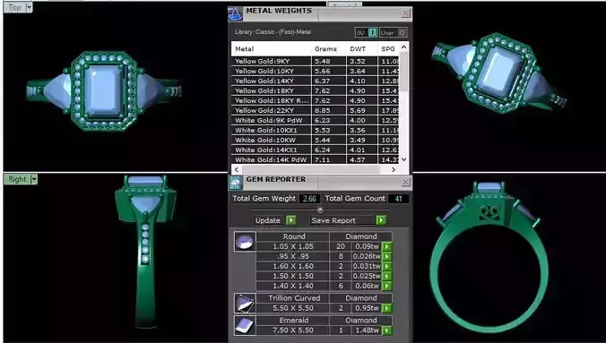 Halo and Side Triangle Ring 3d Model