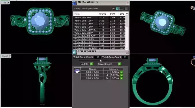 Halo With Fancy Shank Diamond Ring 3d Model