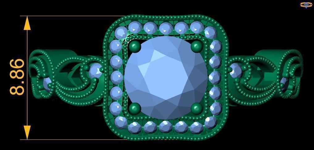 Halo With Fancy Shank Diamond Ring 3d Model 3D print model_1