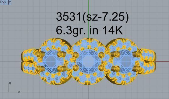 3-stone diamond ring 3531 3D print model 3D print model_4