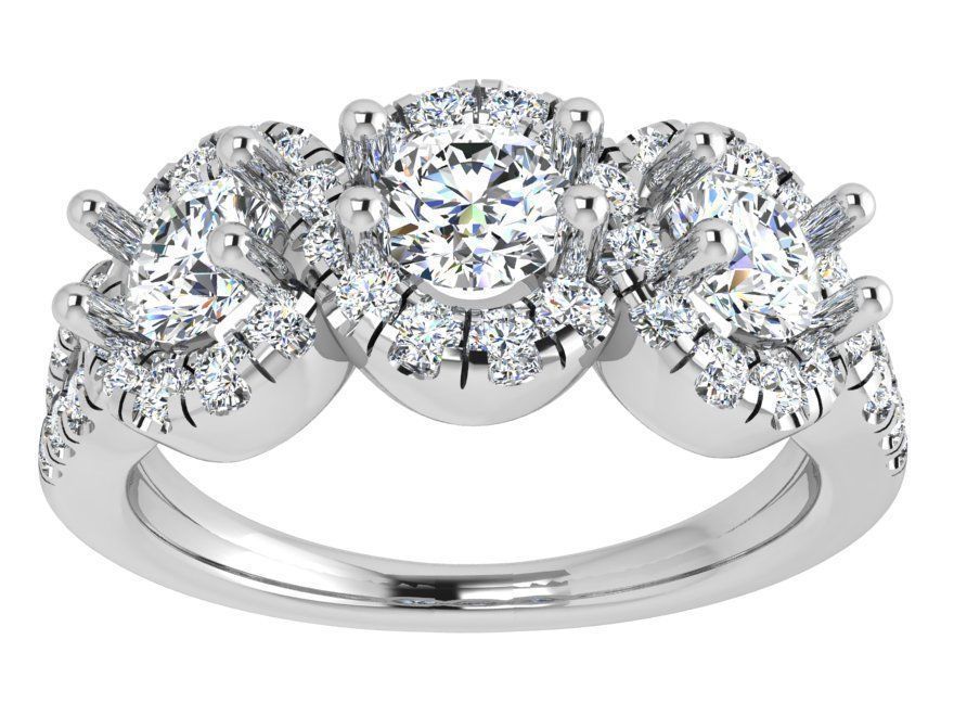 3-stone diamond ring 3531 3D print model 3D print model_2