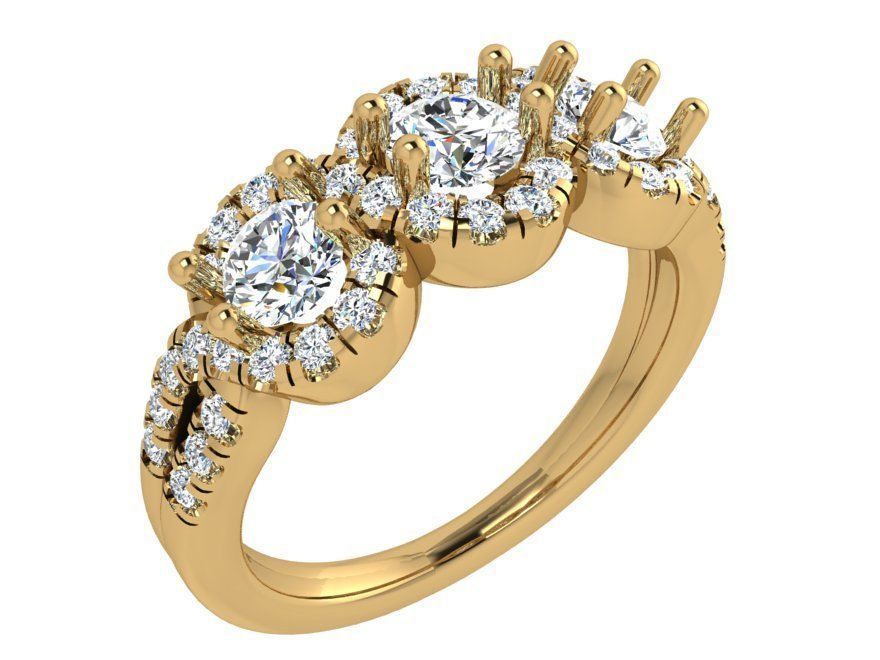 3-stone diamond ring 3531 3D print model 3D print model_1