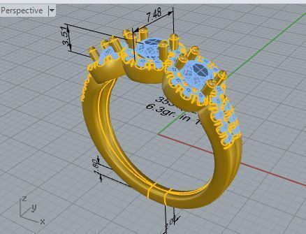 3-stone diamond ring 3531 3D print model 3D print model_7
