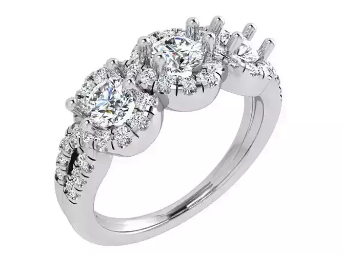 3-stone diamond ring 3531 3D print model 
