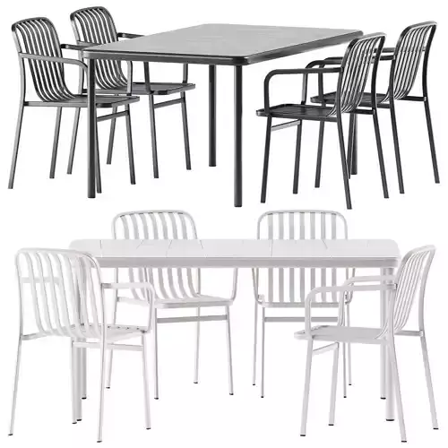 KANO Stackable Chair and BANGI Steel table by BABEL D